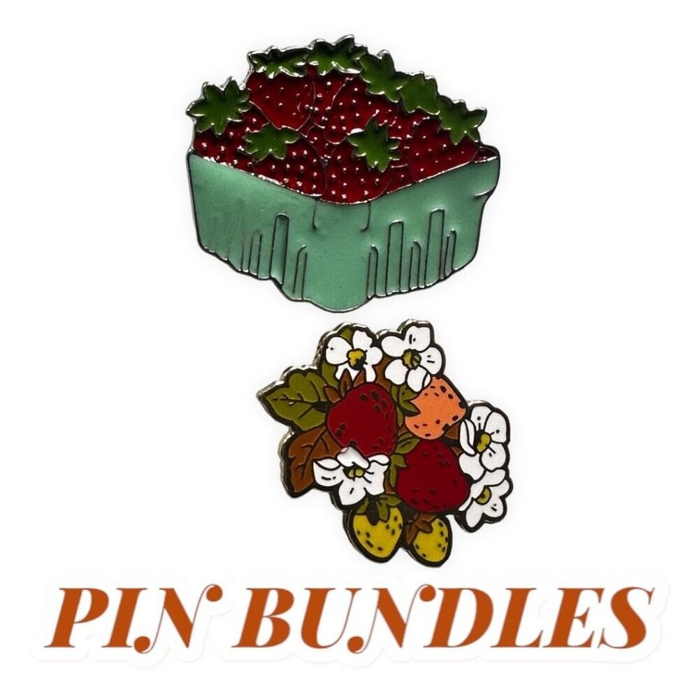 Strawberry Vine Lapel Pin Fruit Food Pint Brooch Badge Accessories Jewelry Gift